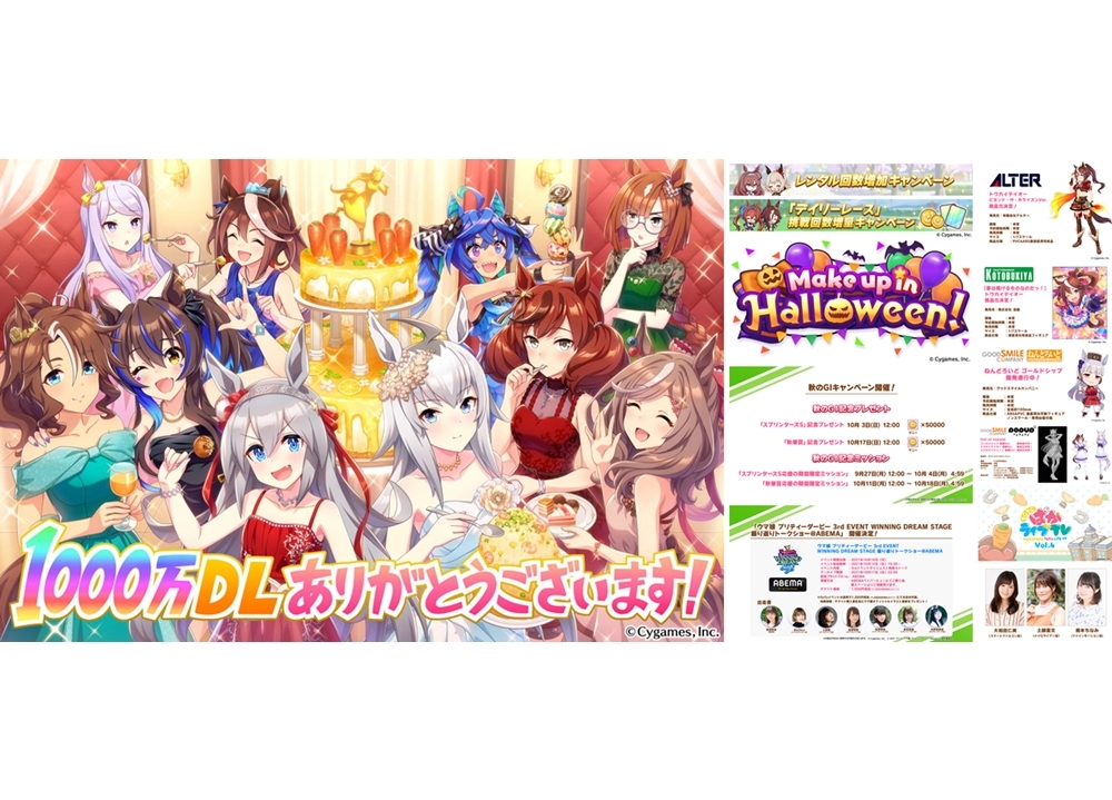 ゲーム『ウマ娘』1000万ダウンロード突破、ジュエル3000個プレゼント!
