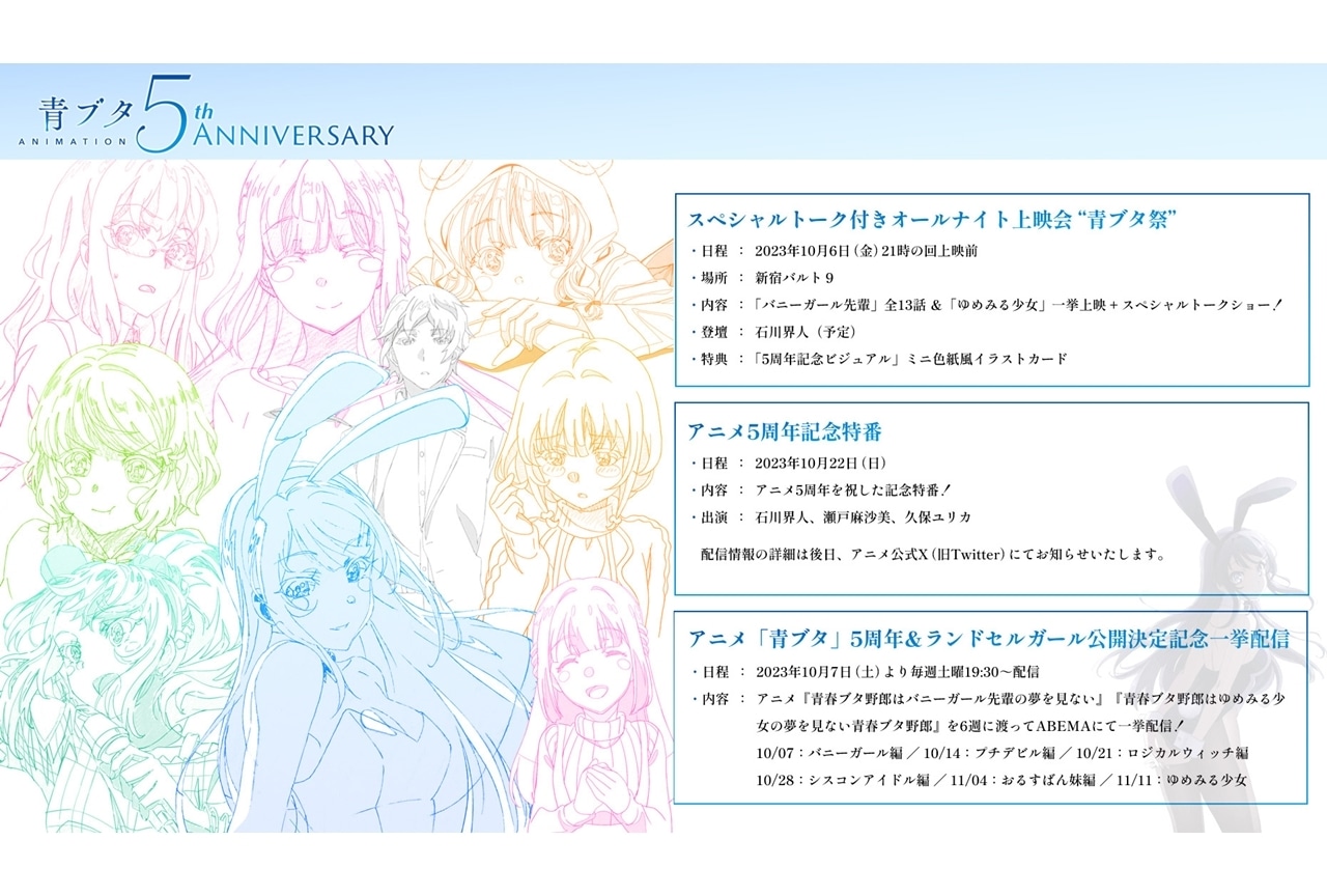 アニメ『青春ブタ野郎』シリーズ5周年記念企画決定！