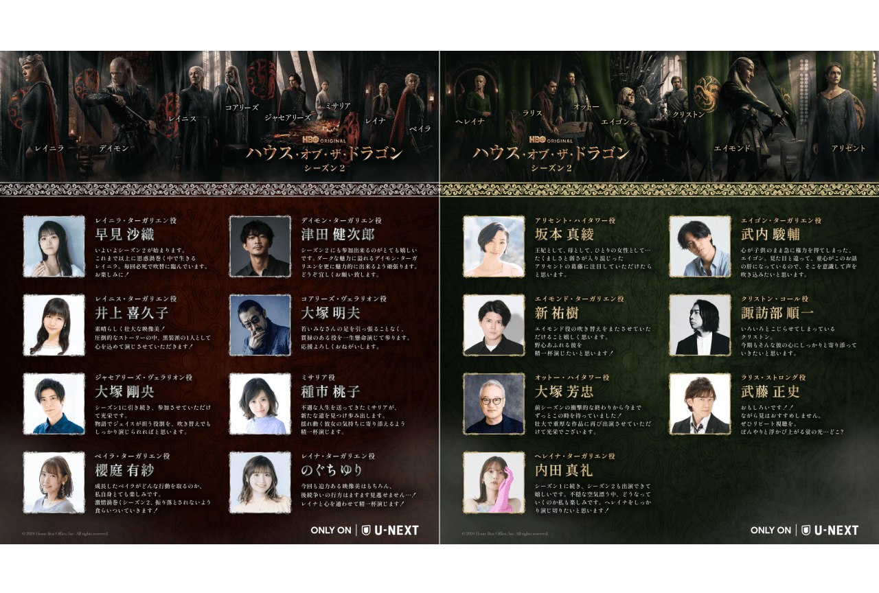 『ハウス・オブ・ザ・ドラゴン』津田健次郎、諏訪部順一ら吹替声優よりコメント