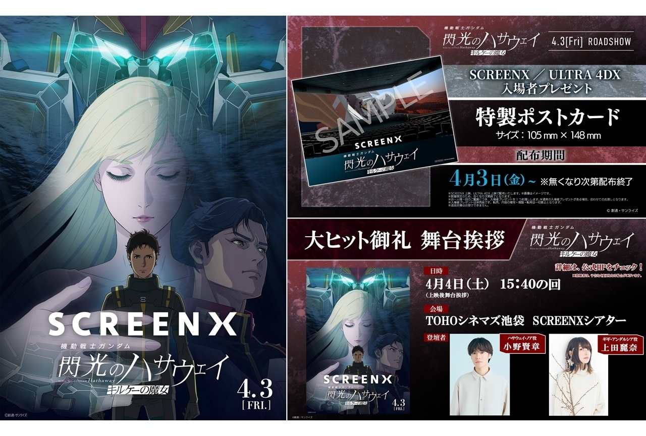 『閃光のハサウェイ キルケーの魔女』SCREENX、ULTRA 4DX上映が決定！